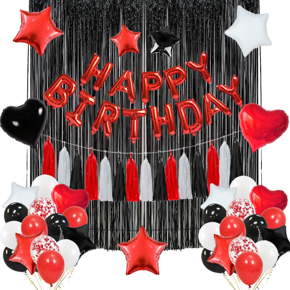 Black, Red & White Birthday Decoration Set